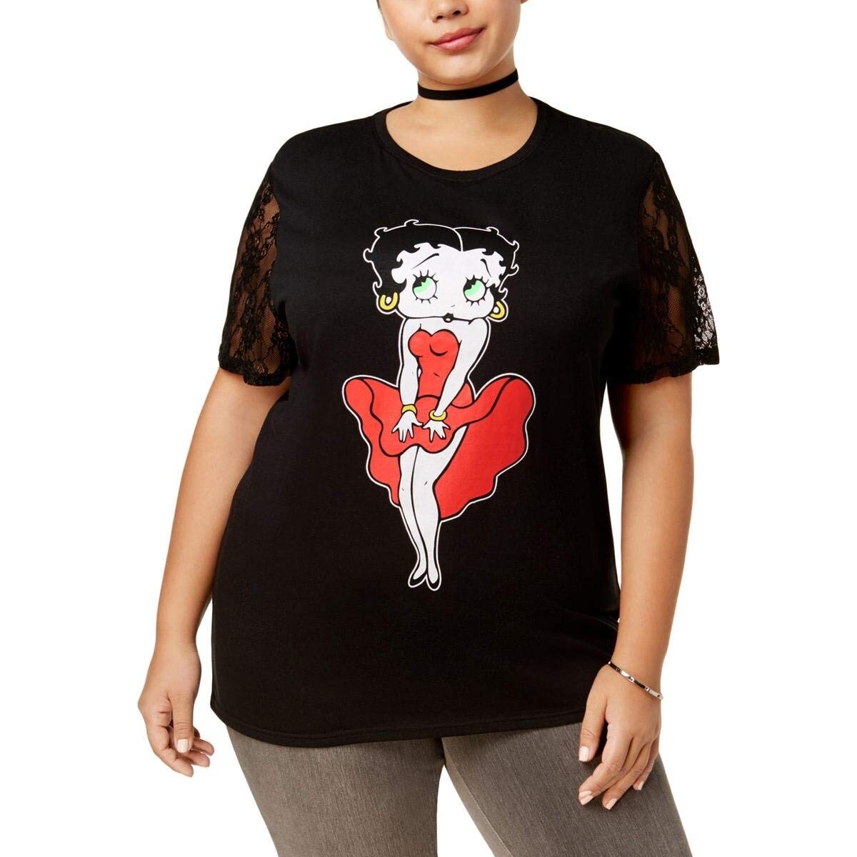 Shop Freeze Black Women S Size 2x Plus Betty Boop Lace Graphic Tee