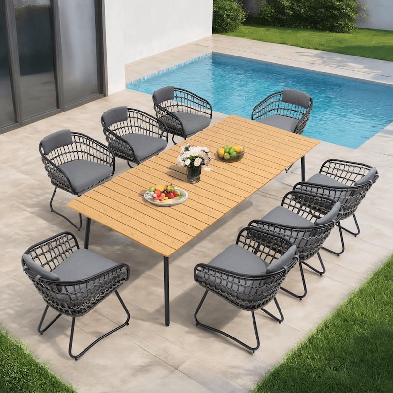Outdoor Wicker Chairs Patio Dining Chairs Cushioned PE Rattan Seating Set