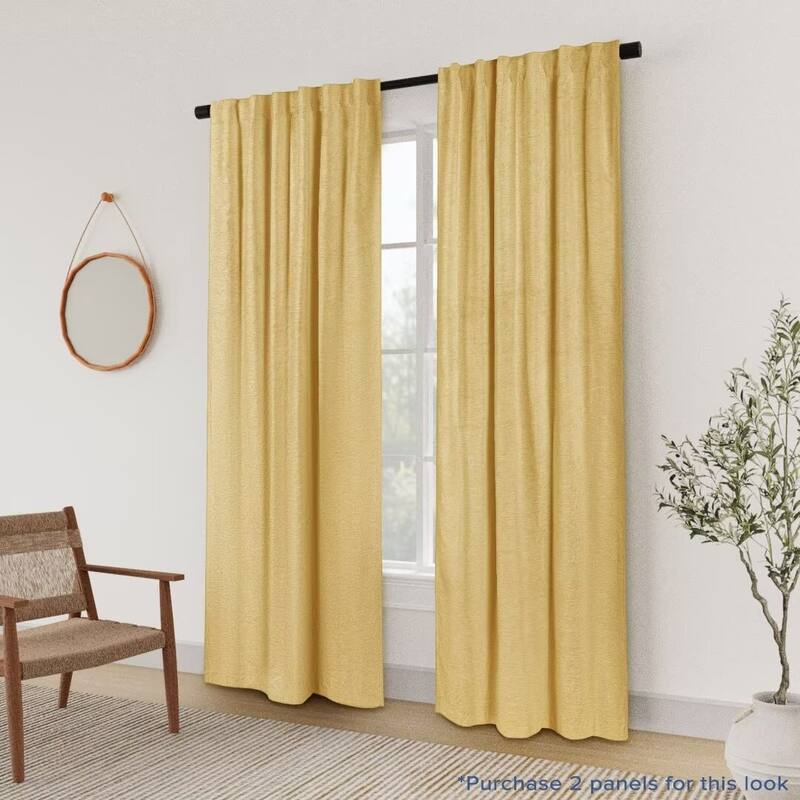 Chenille Solid Room Darkening Back Tab Single Curtain Panel