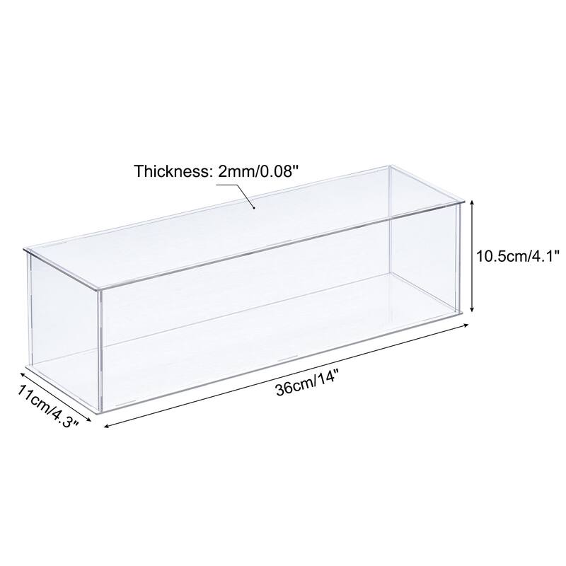 Acrylic Display Case Plastic Box Cube Storage Box Dustproof Showcase - 14x4.3x4.1 Inch