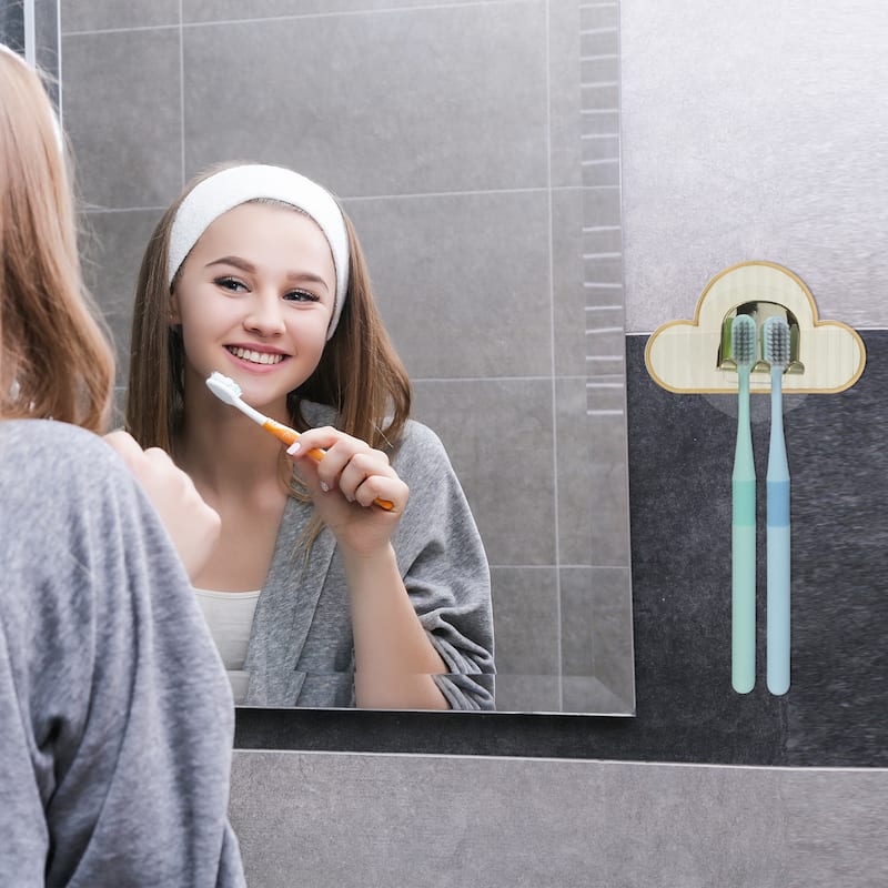 Wall Mounted Toothbrush Holder, Wall Toothbrush Holder for Bathrooms, Hanging Toothbrush Holder, 4.33"x2.56" - Orange