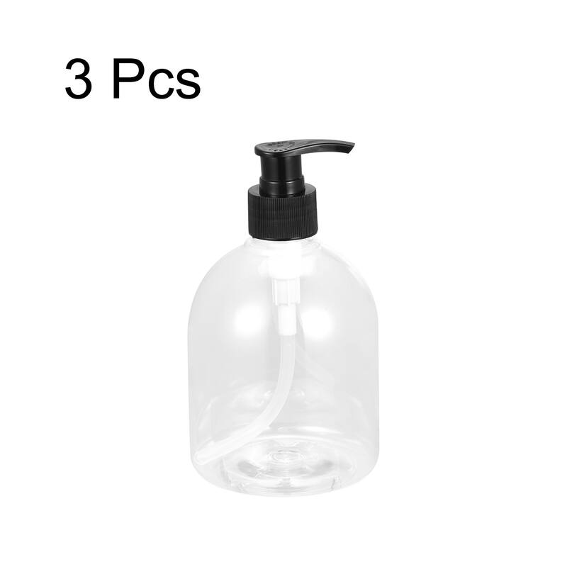 Soap Dispensers Set- 17Oz Plastic Dish Hand Soap Dispenser with Pump for Kitchen Bathroom, 3Pcs Clear - Transparent Black