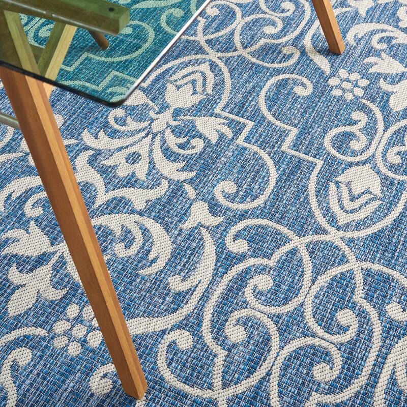 Nourison Garden Party Trellis Indoor/Outdoor Area Rug - 9'6" x 13' - Denim Blue