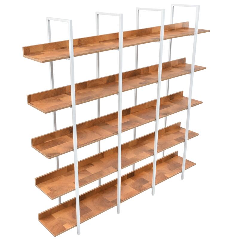 5 Tier Bookshelf Office Bookshelf Metal Frame MDF Board