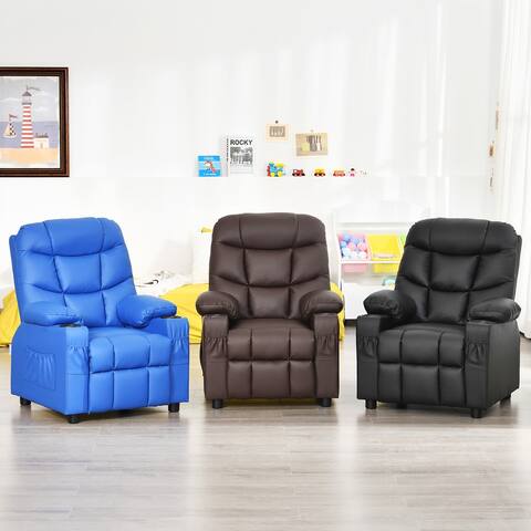 Kids Recliner Chair PU Leather with Cup Holder