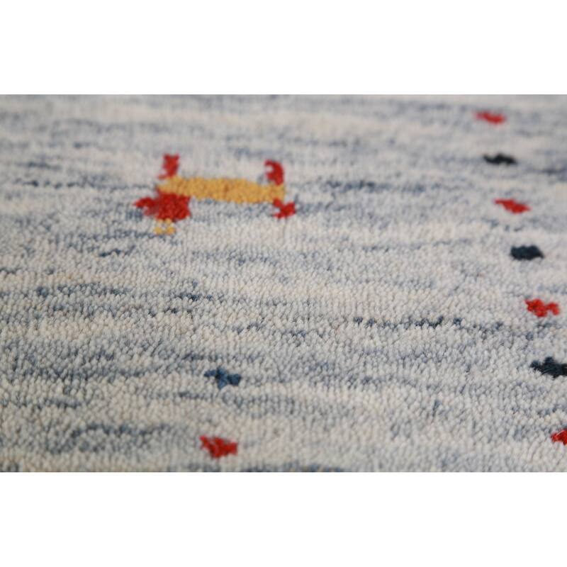 Hand Knotted Oriental 100% Wool Carpet Tribal Stripe Beige & Ivories Gabbeh Area Rug - 4' 9'' X 3' 0''