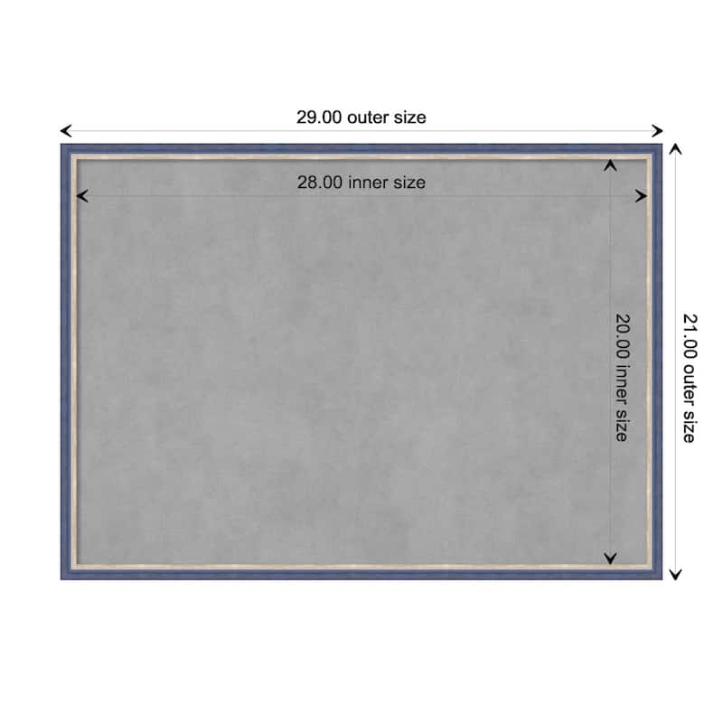 Amanti Art Theo Blue Narrow Framed Magnetic Board - Board Size 28x20