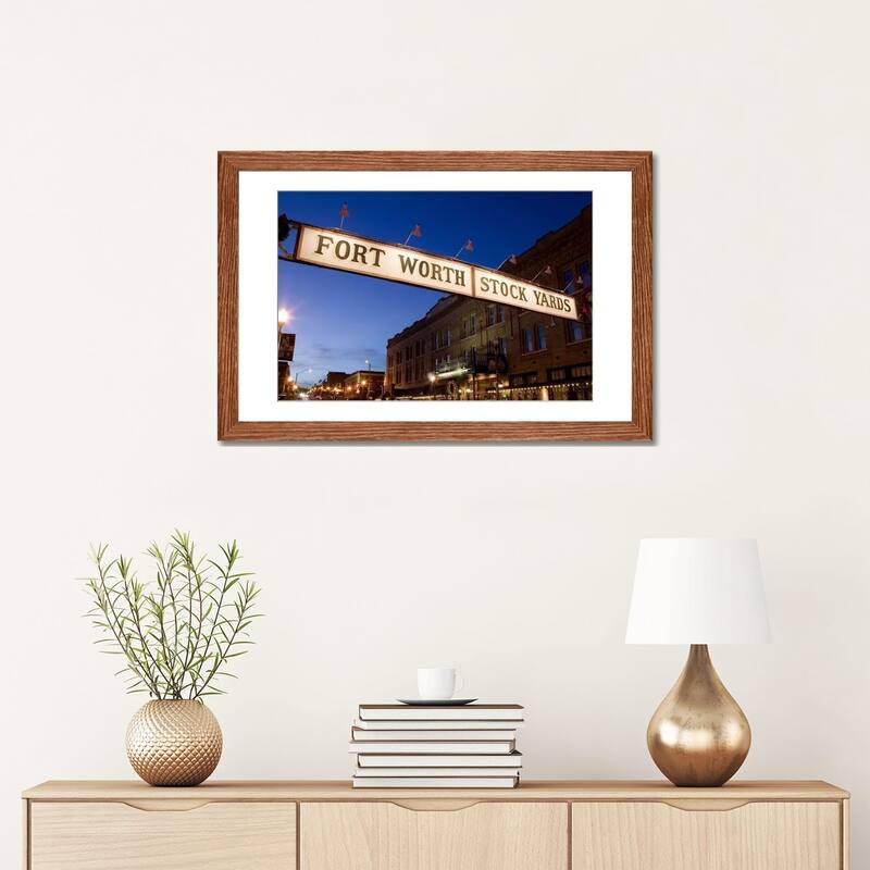 iCanvas "Signboard over a road at dusk, Fort Worth Stockyards, Fort Worth, Texas, USA" by Panoramic Images