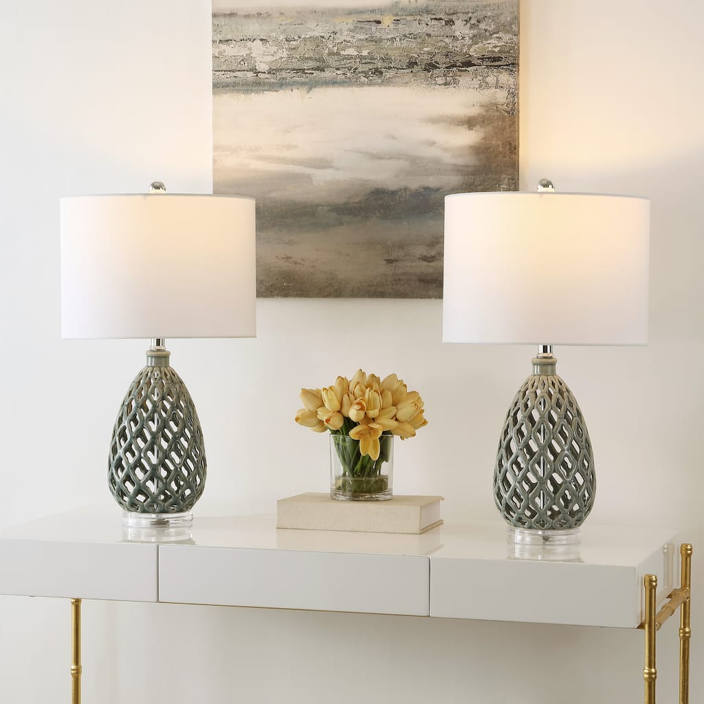 SAFAVIEH Lighting Quin 25" Table Lamp (Set of 2) - 14Wx14Dx25H