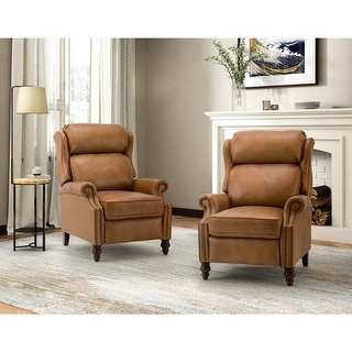 Noemon Modern Genuine Leather Recliner with Nailhead Trims Set of 2 by ...