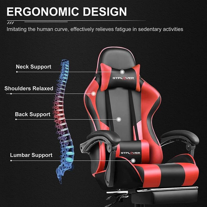 Lucklife Gaming Chair Computer Chair with Footrest and Lumbar Support for Office or Gaming