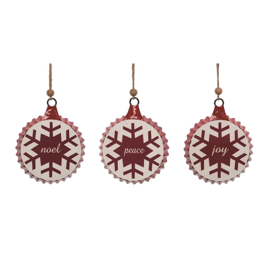 Transpac Metal Snowflake Ornament Set of 3 Christmas Home Decorations