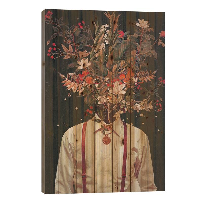 Foliage Print On Wood by Frank Moth - Multi-Color - 26x18x1.5