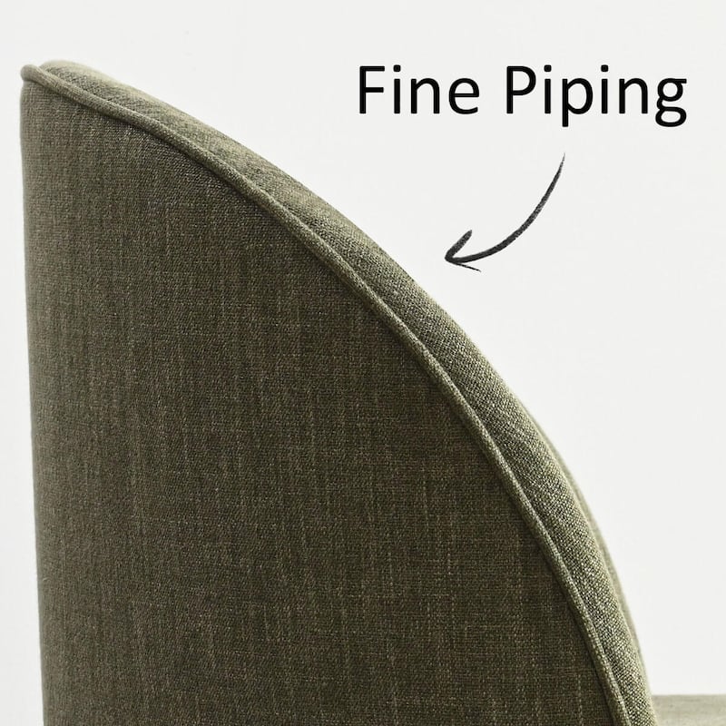 Olive Green Linen Rolling Upholstered Dining Chair with Wheels