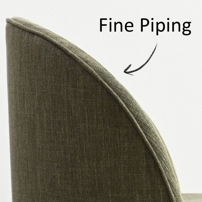 Upholstered Barrel Linen Dining Chair with Casters(Set of 4)