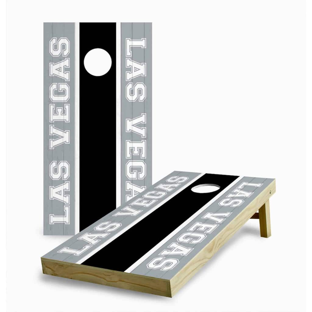 Las Vegas Raiders Striped Cornhole Game (Choose Wraps or Boards)