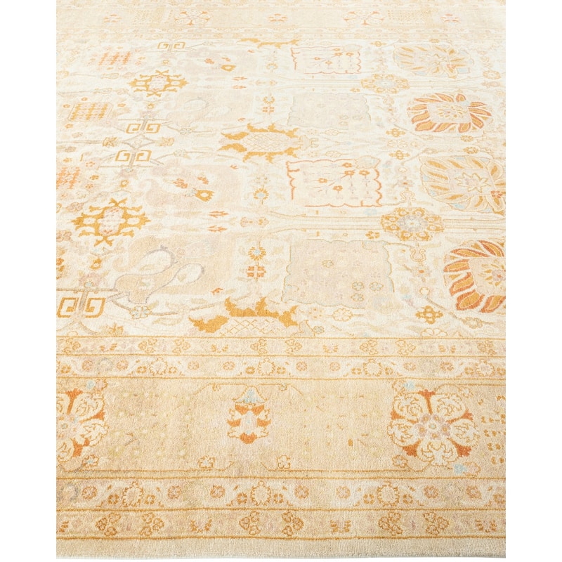 Overton Hand Knotted Wool Vintage Inspired Modern Contemporary Eclectic Ivory Area Rug - 10' 4" X 8' 0"