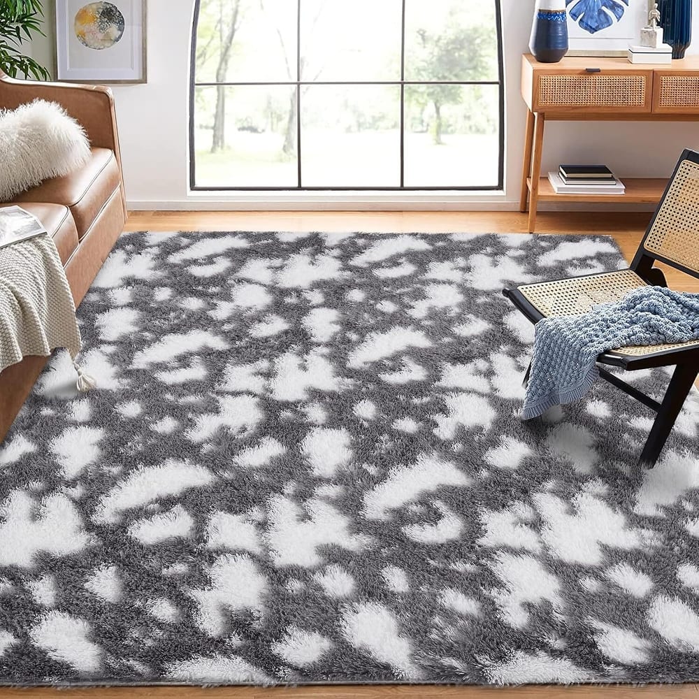 Modern Abstract Area Rug for Hallways Living Room Patio Decor Grey - 2' x 3'