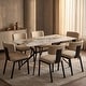 preview thumbnail 45 of 131, Elega Modern Sintered Stone Dining Table Modern Trestle Base Powder-Coated Steel Frame Kitchen Table - 47"-71"