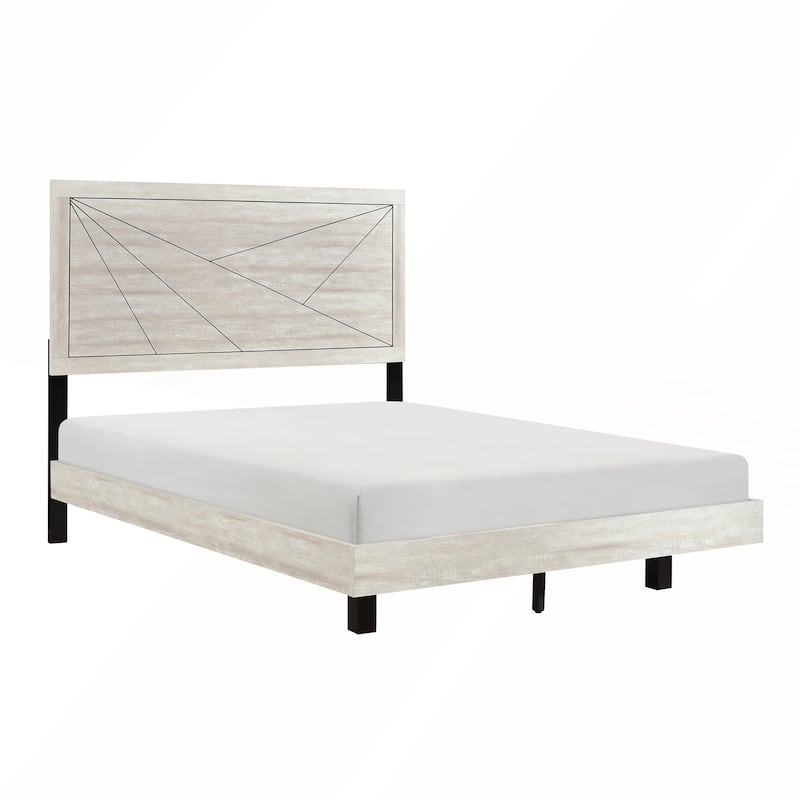 Contemporary Durable Wooden Gray Oak Finish Full Bed