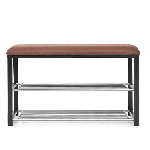 Details about / 2Tier Shoe Storage Rack Bench Shelf Soft Seat Stool Organizer Entryway Furniture