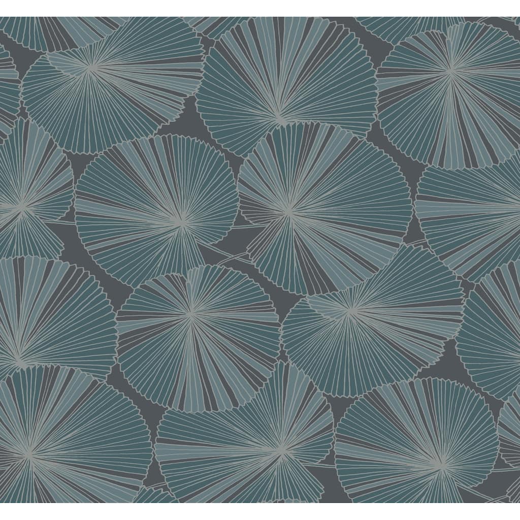 Layered Deep Blue Lily Pads Wallpaper