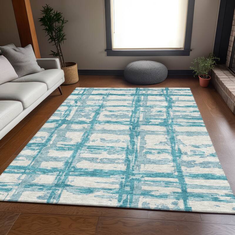 Machine Washable Indoor/ Outdoor Chantille Abstract Contemporary Rug