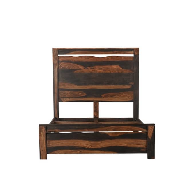 Dark Brown Live Edge Solid Wood Queen Bed Frame