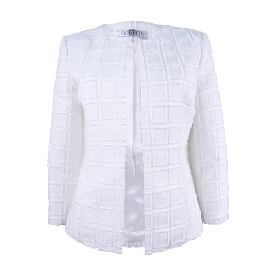 Shop Kasper Women S Textured Open Front Blazer Vanilla Ice Overstock 22109372 4