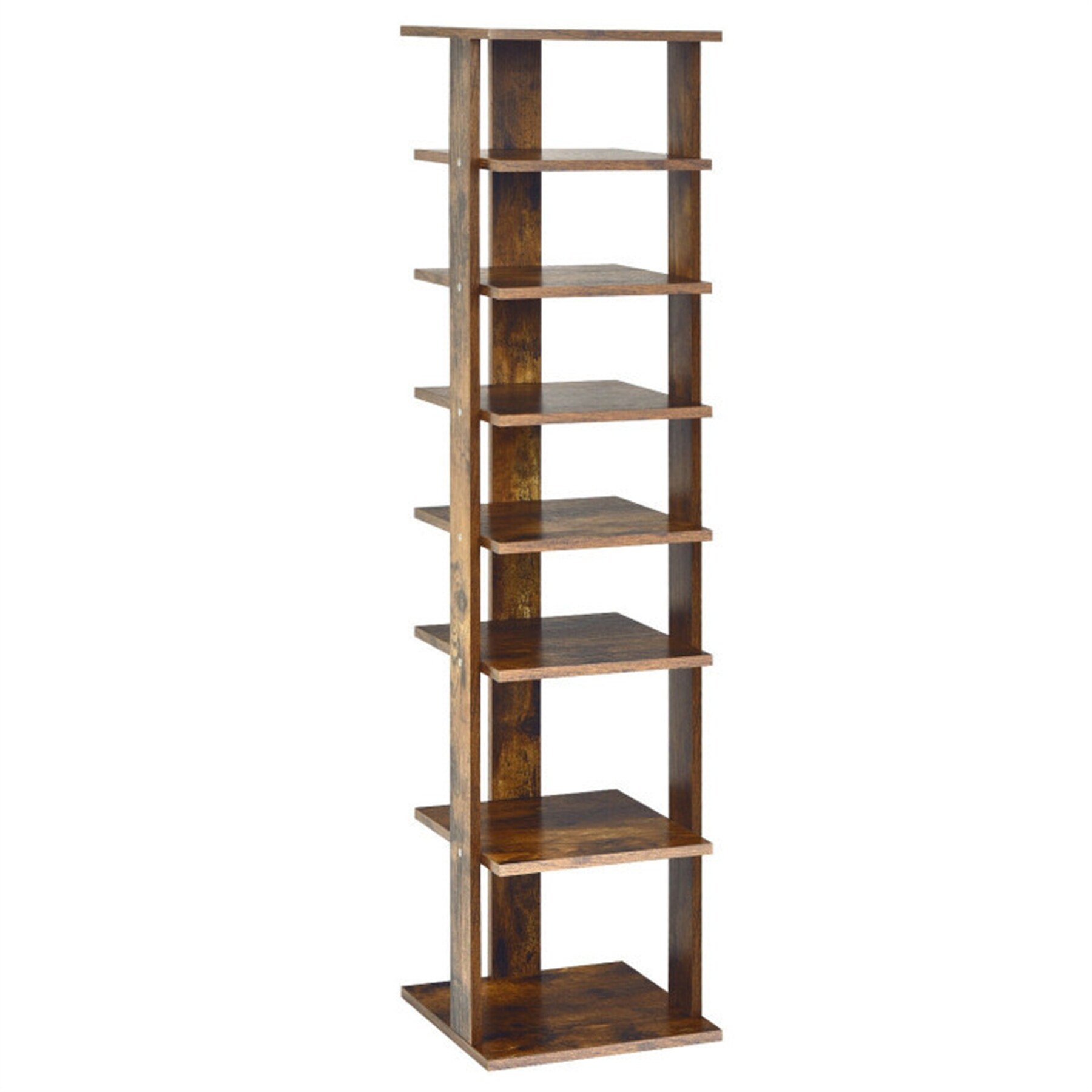 8-Tier Vertical Shoe Rack Space-Saving Narrow Tall Shelf Small Wooden  Holder