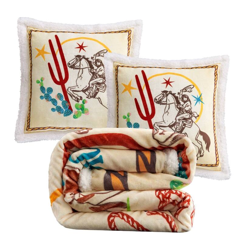 Indigo Hill by HiEnd Accents Campfire Sherpa Fleece Throw, 1PC or 3PC