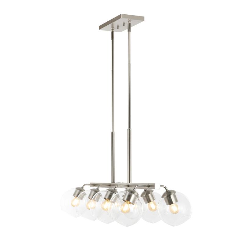 Jaxon 33.5" 8-Light Farmhouse Bohemian Iron/Glass Linear LED Pendant, Oil Rubbed Bronze/Clear by JONATHAN Y - 8 Light