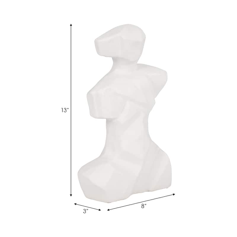 Sagebrook Home's 13" Abstract Venetian Figurine in Pristine White Ceramic - Artistic Flair - 8" x 3" x 13"