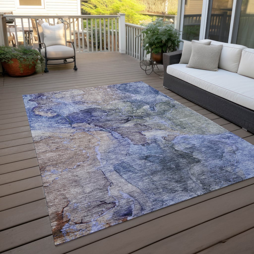 Machine Washable Indoor/ Outdoor Chantille Abstract Modern Rug