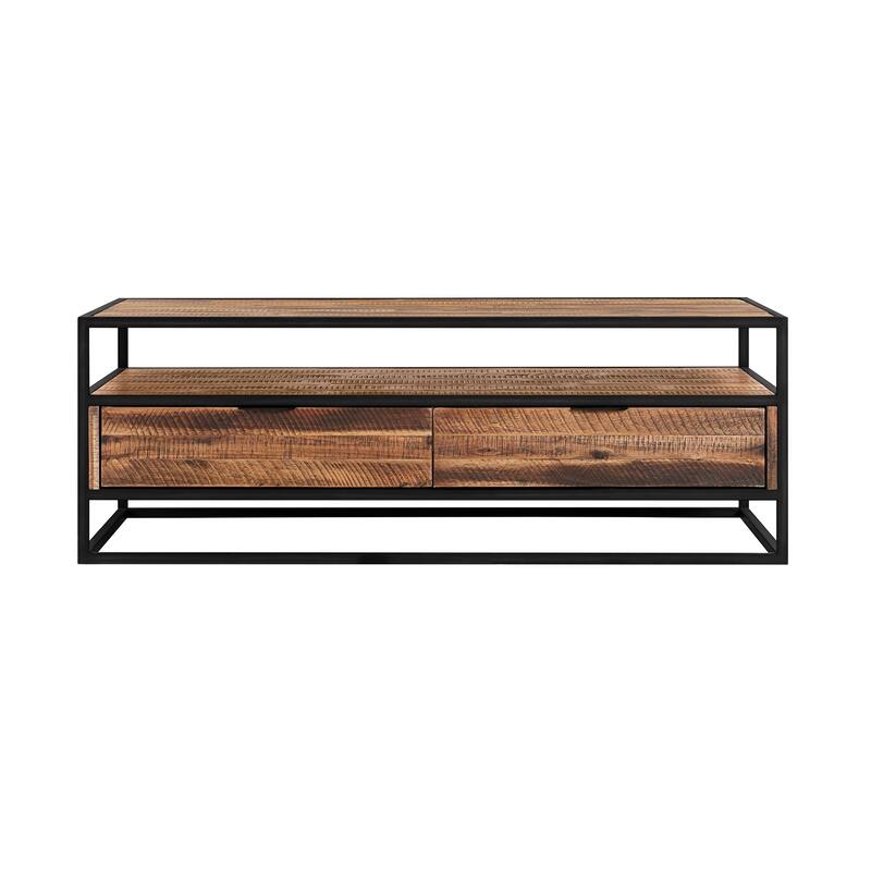 Ludgate 50" Modern Farmhouse Solid Acacia Wood 2 Drawer Coffee Table