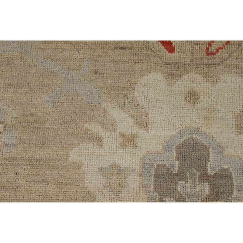 Hand Knotted Oriental 100% Wool Carpet Transitional All-Over Beige & Ivories Oushak Area Rug - 9' 9'' X 8' 4''