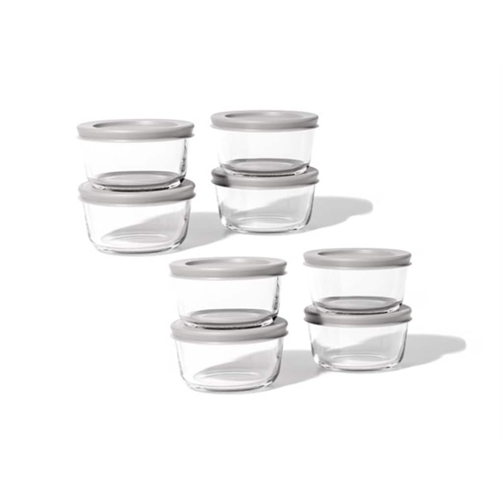 Glass Food Storage Containers Set - Round, 1-Cup (8oz) BPA-Free, Microwave & Oven Safe, Airtight Lids