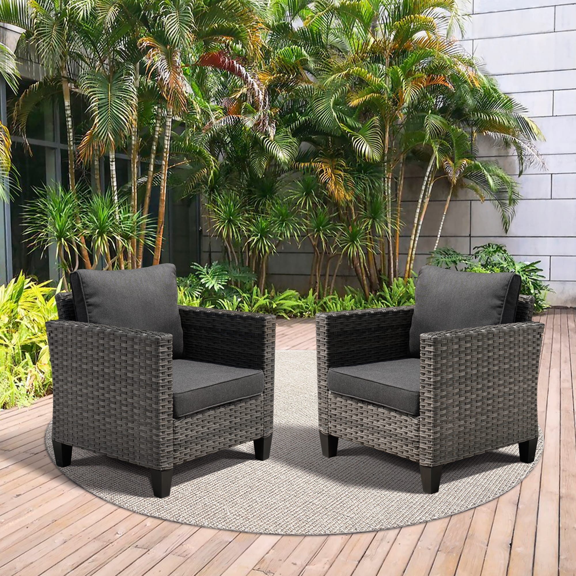 OVIOS Outdoor Patio Wicker Conversation Chairs Set