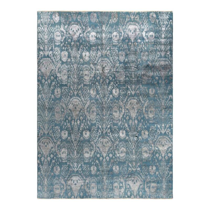 Ikat One-of-a-Kind Hand-Knotted Area Rug - Gray, 8' 10" x 12' 3" - 8' 10" x 12' 3"