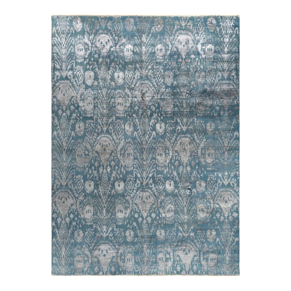 Ikat One-of-a-Kind Hand-Knotted Area Rug - Gray, 8' 10" x 12' 3" - 8' 10" x 12' 3"