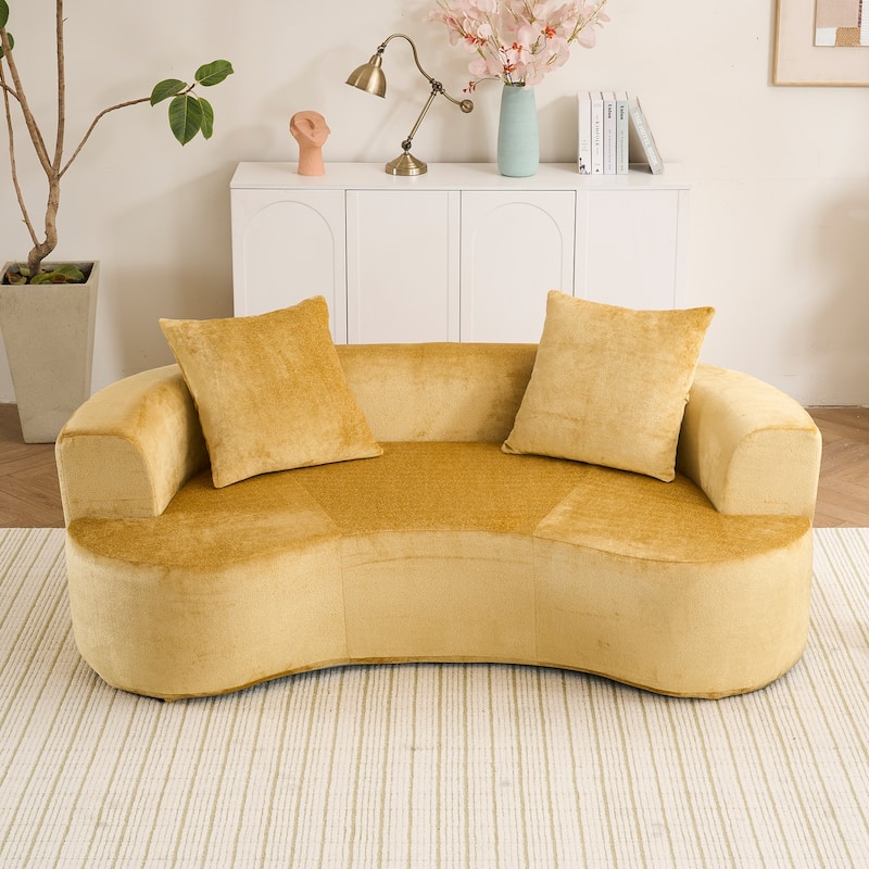 Moon-shaped Chaise Couch Chenille Cat Waist Deep Seat Loveseat Sofa