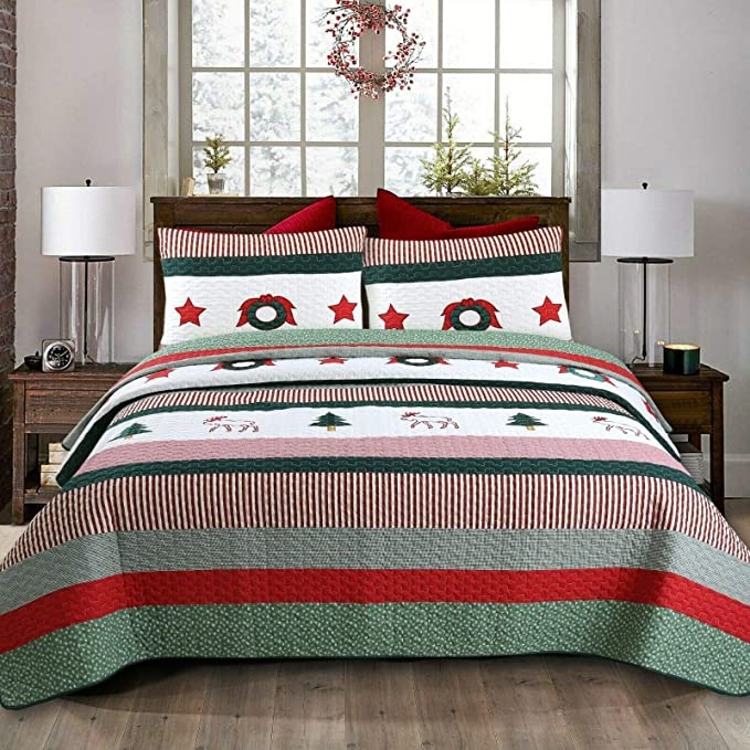 Cozy Line Christmas Rustic 3-Piece Quilt Bedding Set