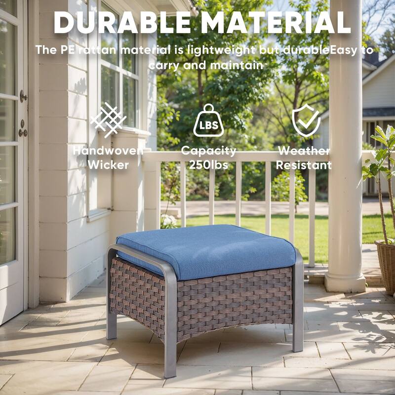 Outdoor Sofa with 2 Swivel Chairs, 2 Patio Chairs and 2 Ottomans