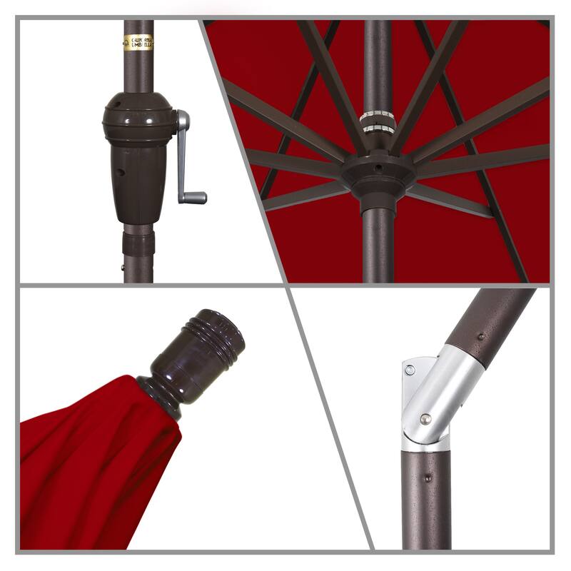 California Umbrella 11' Rd Sunset Series Patio Umbrella Bronze Aluminum Frame Crank Lift Auto Tilt Sunbrella