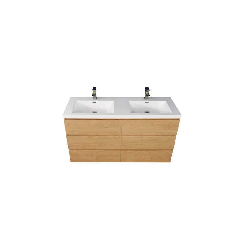 Angeles 60" freestanding bath vanity with dual basin reinforced acrylic top