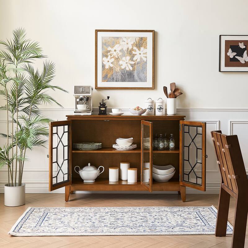Accent Buffet Cabinet SideBoard Console Table with Storage, Cherry