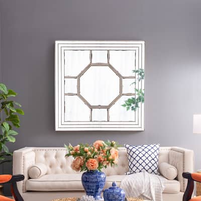 48"x48" Antique Style Square Wall Mirror with Mirrored Frame