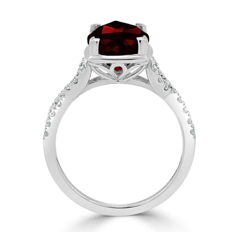 Auriya 3 9/10ct Cushion-cut Garnet Diamond Engagement Ring 1/5ctw 14k Gold