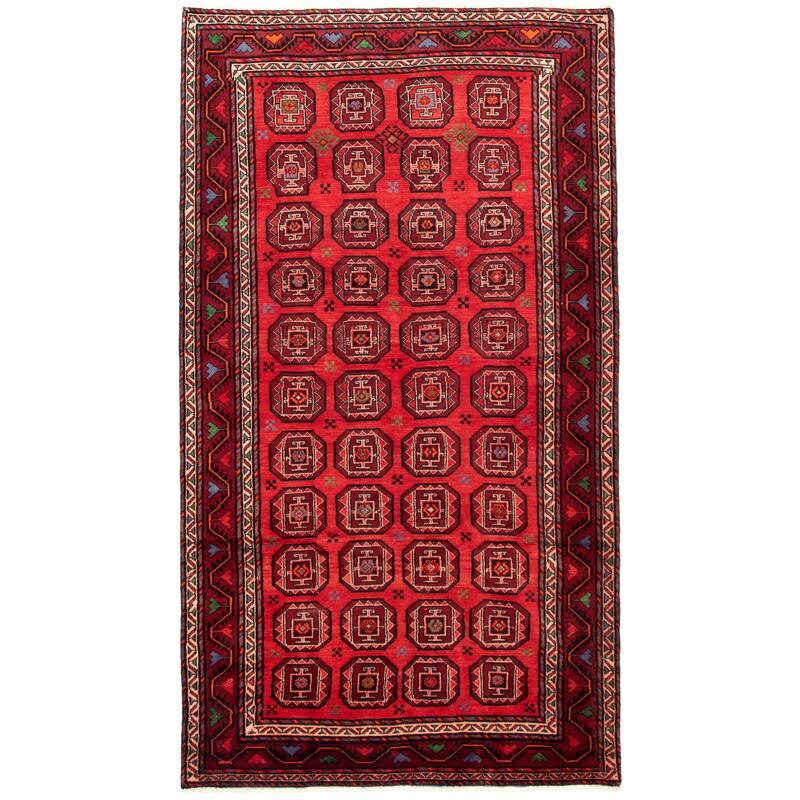 Hand-knotted Authentic Turkish Red Wool Rug - 5'4" x 10'2"/5'4 x 10'2