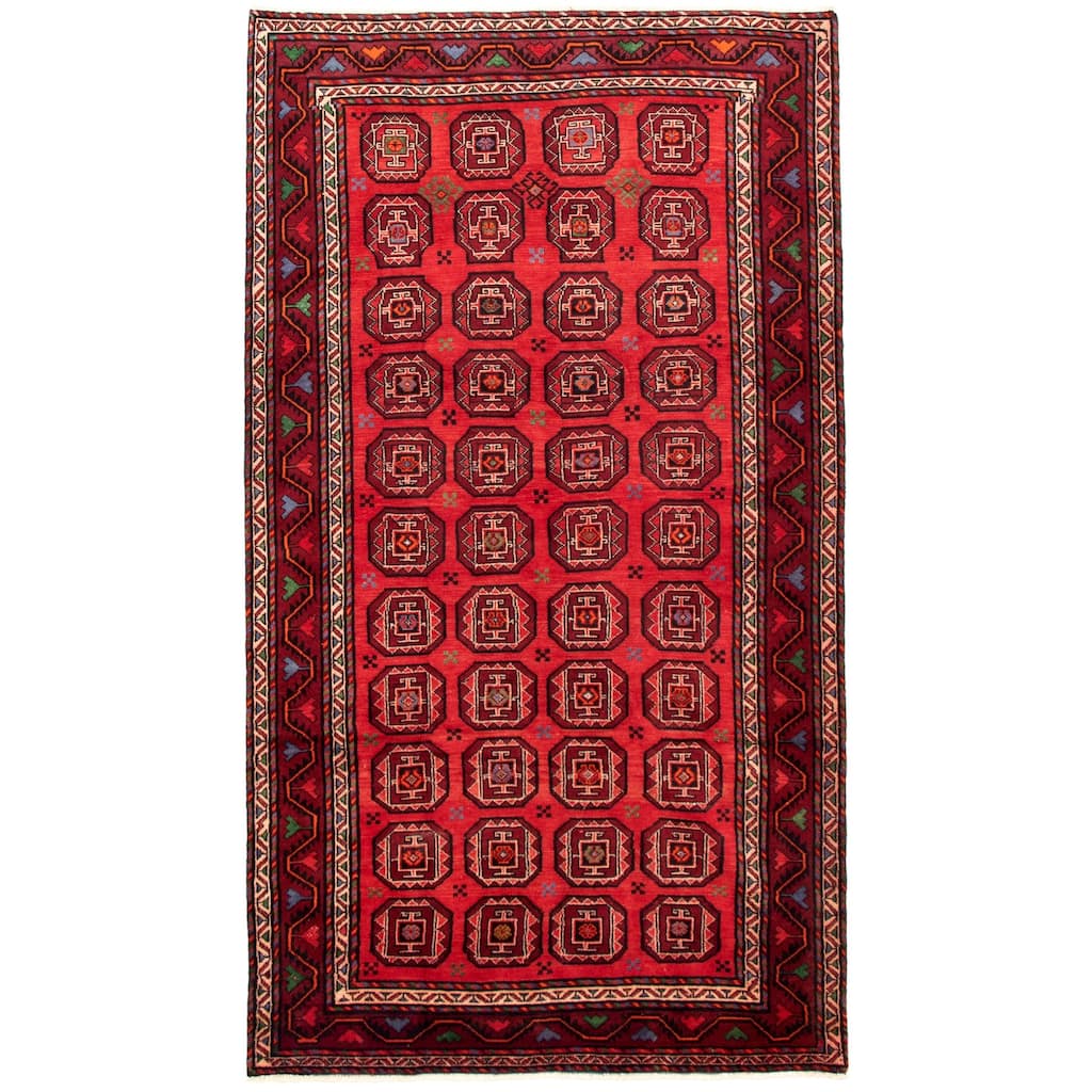 Hand-knotted Authentic Turkish Red Wool Rug - 5'4" x 10'2"/5'4 x 10'2